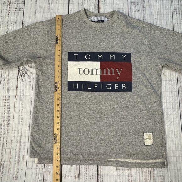 Vintage 90s Tommy Hilfiger Big Flag Sweatshirt Gray Men’s M Made in USA - Picture 6 of 10